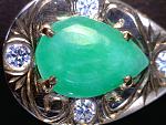 Pear shape jade 19k custom engraved diamond earrings